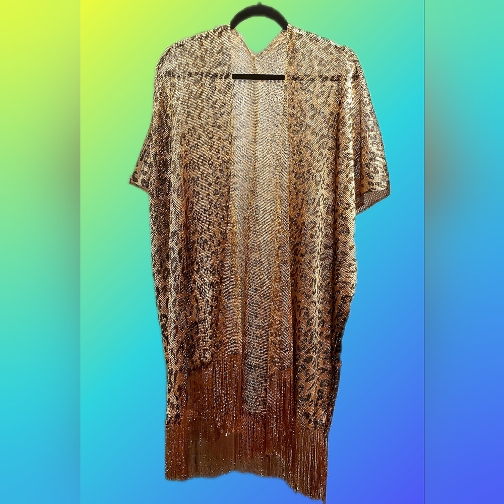 Leopard Print Kimono with Fringe